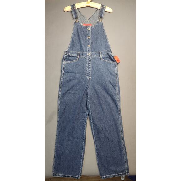 Gloria Vanderbilt Pants - Gloria Vanderbilt VTG Y2K Bib Blue Denim Jeans Overalls Wide Leg Size Medium NEW